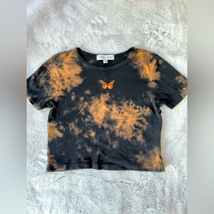 black & orange tie dye butterfly crop top